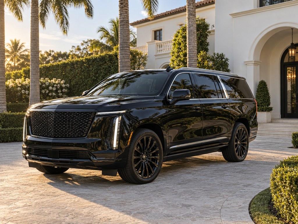 Black current-generation Cadillac Escalade ESV, full-size luxury SUV